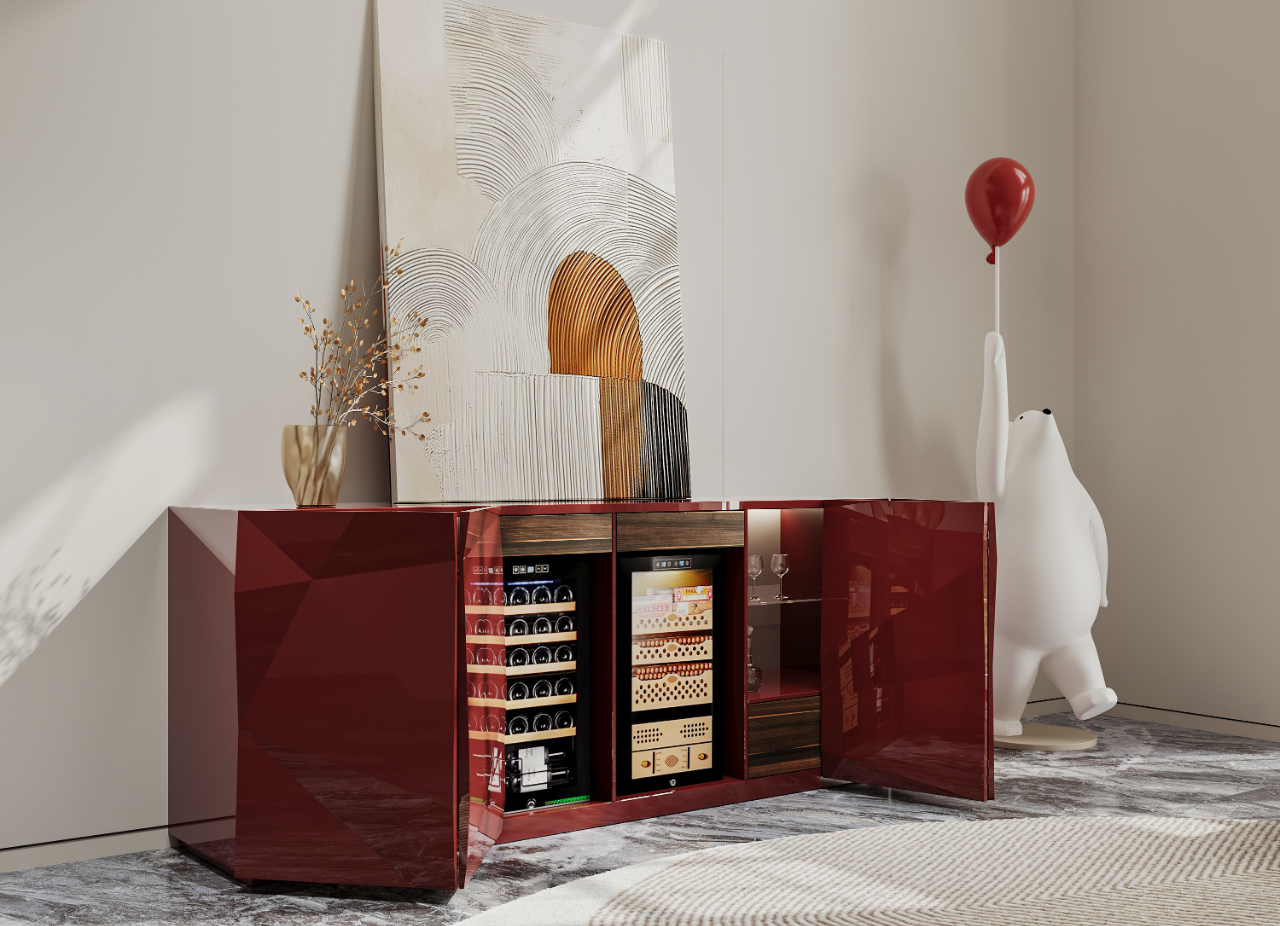 Crimson Silhouette Wine Cabinet